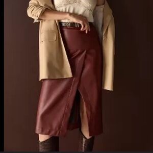 NWT Anthropologie Toledo Midi Faux Leather Skirt